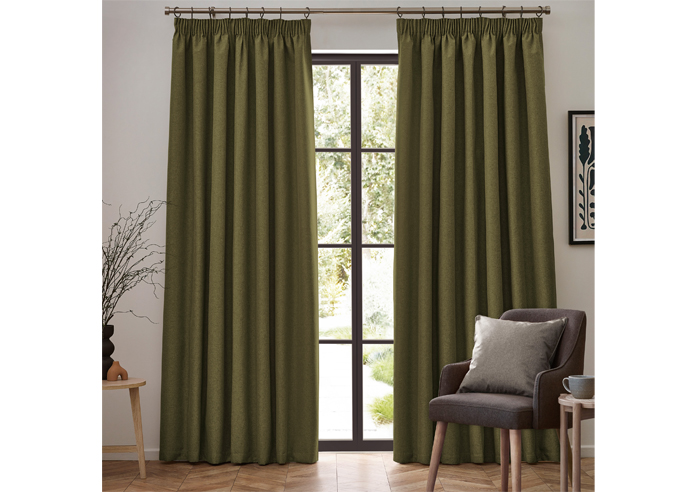 Dawn (Blackout) Pencil Pleat, Olive - Ready Made Curtains - Image 7